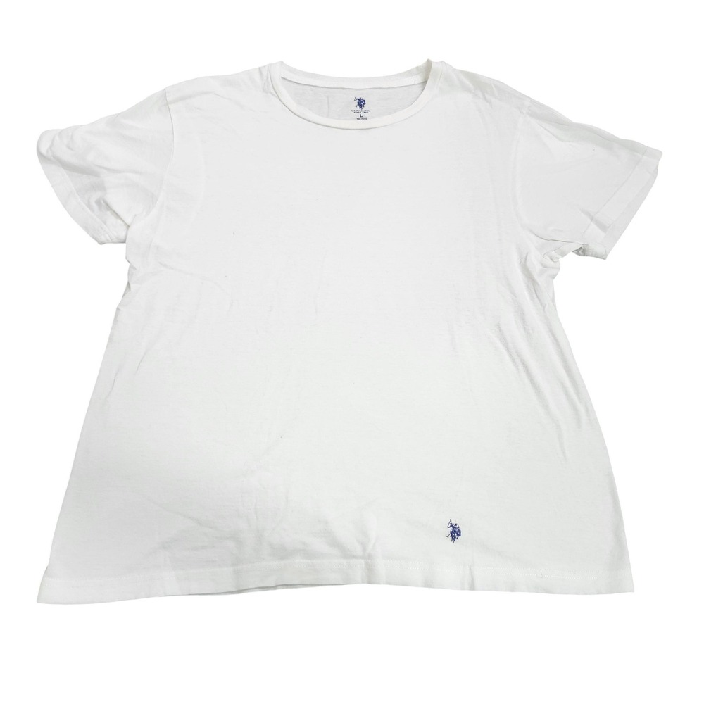 US Polo Assn Shirt Mens Large White Logo Graphic Tee Tagless Crew Neck Top